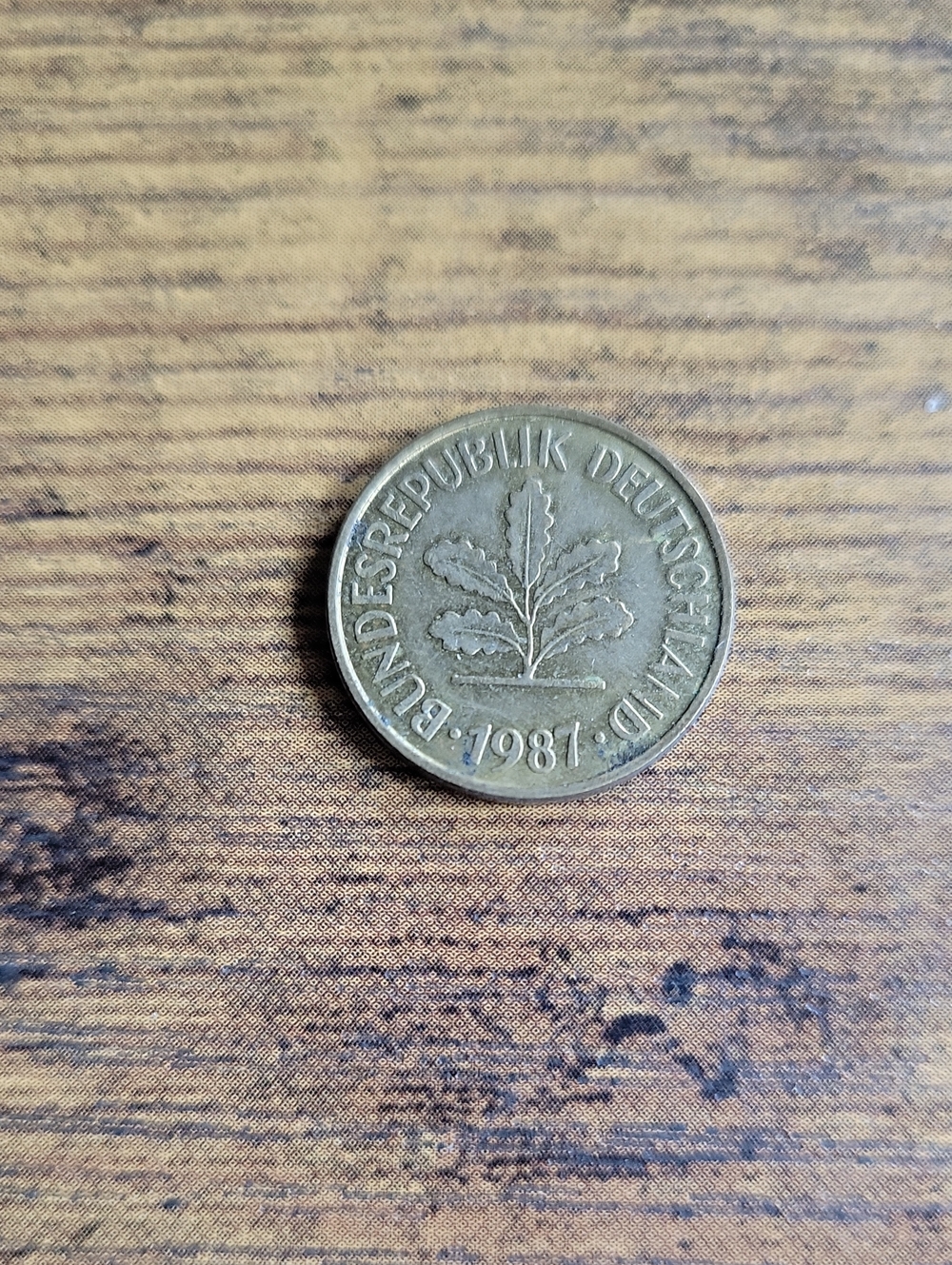 1987 German 2 Pfenning Coin- Gold Tones